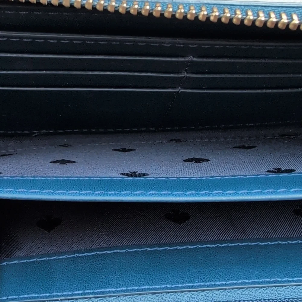 Kate Spade Accordion Zip Leather Wallet In Navy Blue EUC - Picture 5 of 9